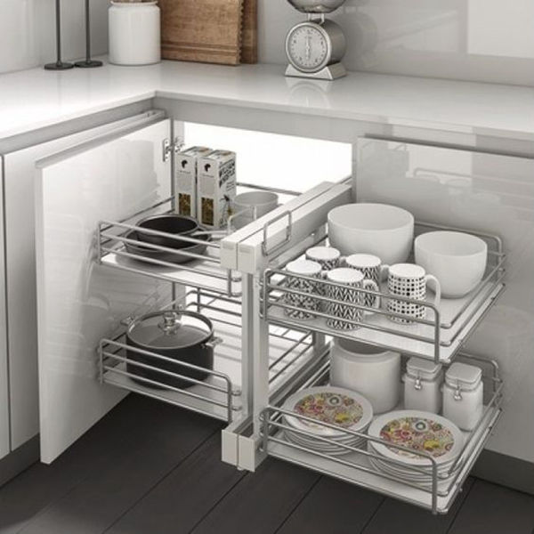 miaje cocina detalle mueble esquinero con cesta extraíble